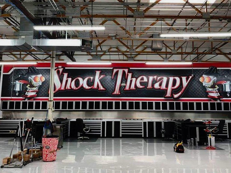 Shock Therapy Warehouse w/ Really Big Logo Wall.. Sooo Big
